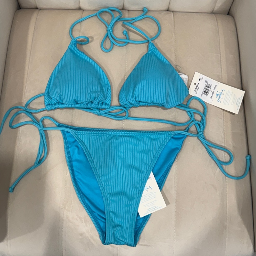 Saltwater Solids Aquamarine Triangle Bikini Set